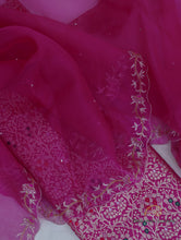 Load image into Gallery viewer, Pink Hand Embroidered Handwoven Organza Dupatta
