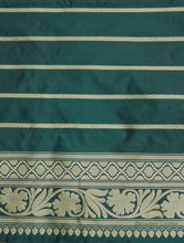 Load image into Gallery viewer, PRE-ORDER:Green Handwoven Pure Kataan Silk Kadhua Jangla Banarasi Saree
