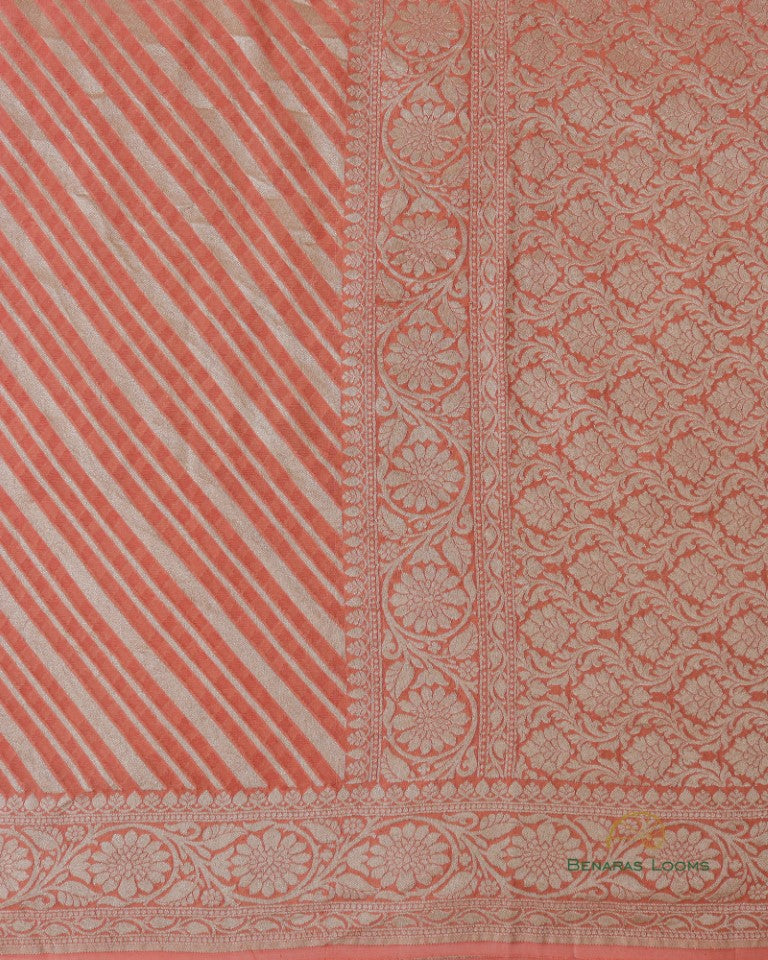 Peach Handwoven Pure Khaddi Georgette Saree