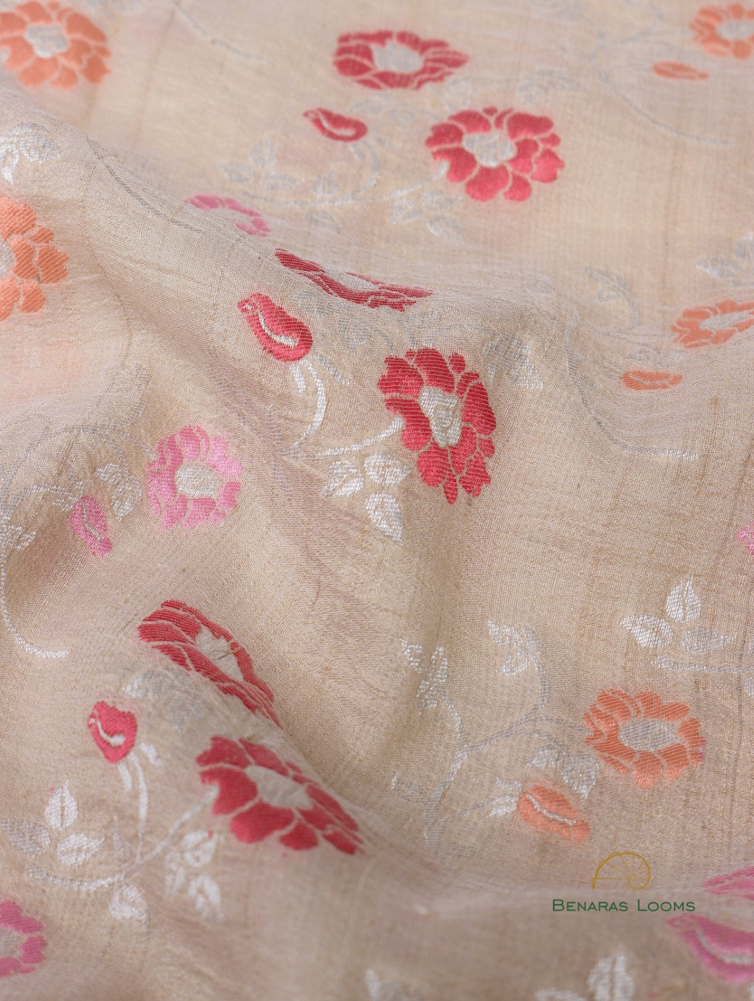 Handwoven Pure Tussar Silk Banarasi Saree with Meenakari