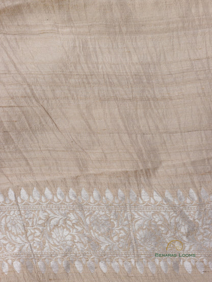 Handwoven Pure Tussar Silk Banarasi Saree with Meenakari