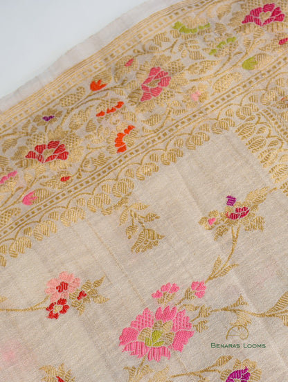 Handwoven Pure Tussar Silk Kadhua Banarasi Saree
