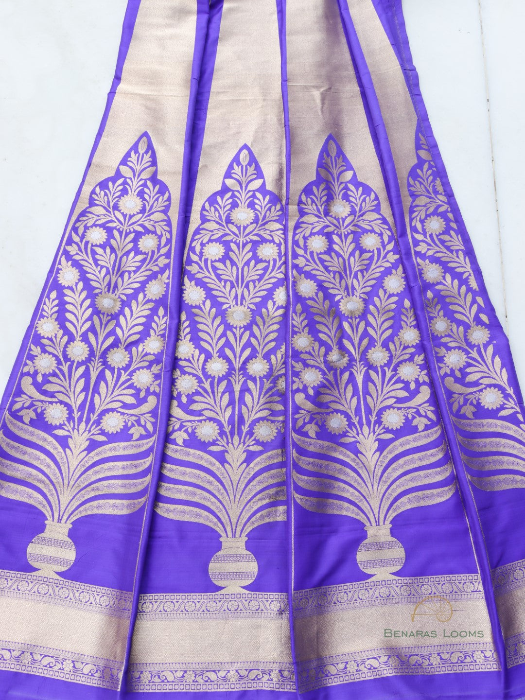 Charuni Blue Handwoven Pure Silk Banarasi Lehenga