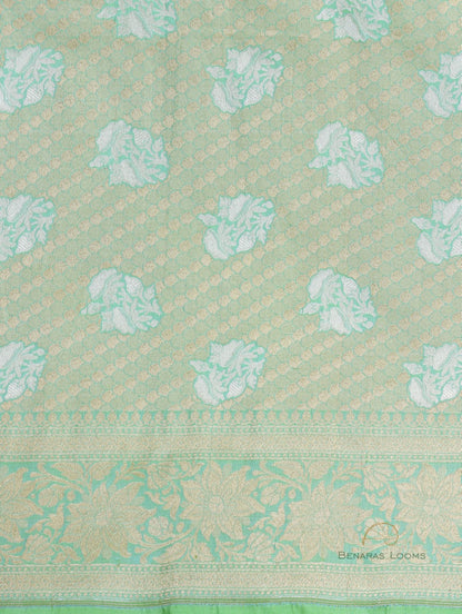 Eesha Green Handwoven Pure Kataan Silk Banarasi Lehenga