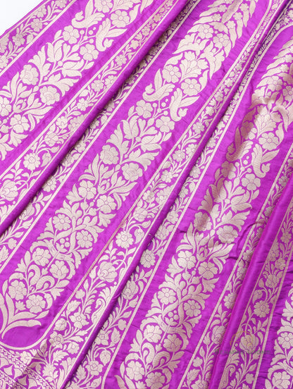 Eesha Purple Handwoven Pure Silk Banarasi Lehenga