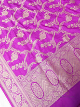 Load image into Gallery viewer, Purple Handwoven Pure Silk Banarasi Lehenga
