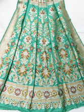 Load image into Gallery viewer, Green Handwoven Pure Silk Banarasi Lehenga
