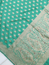 Load image into Gallery viewer, Green Handwoven Pure Silk Banarasi Lehenga
