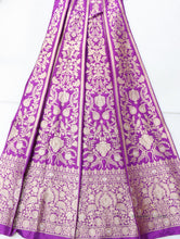 Load image into Gallery viewer, Purple Handwoven Pure Silk Banarasi Lehenga
