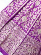 Load image into Gallery viewer, Purple Handwoven Pure Silk Banarasi Lehenga
