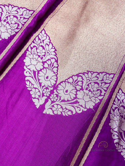 Saanvi Purple Handwoven Pure Silk Banarasi Lehenga
