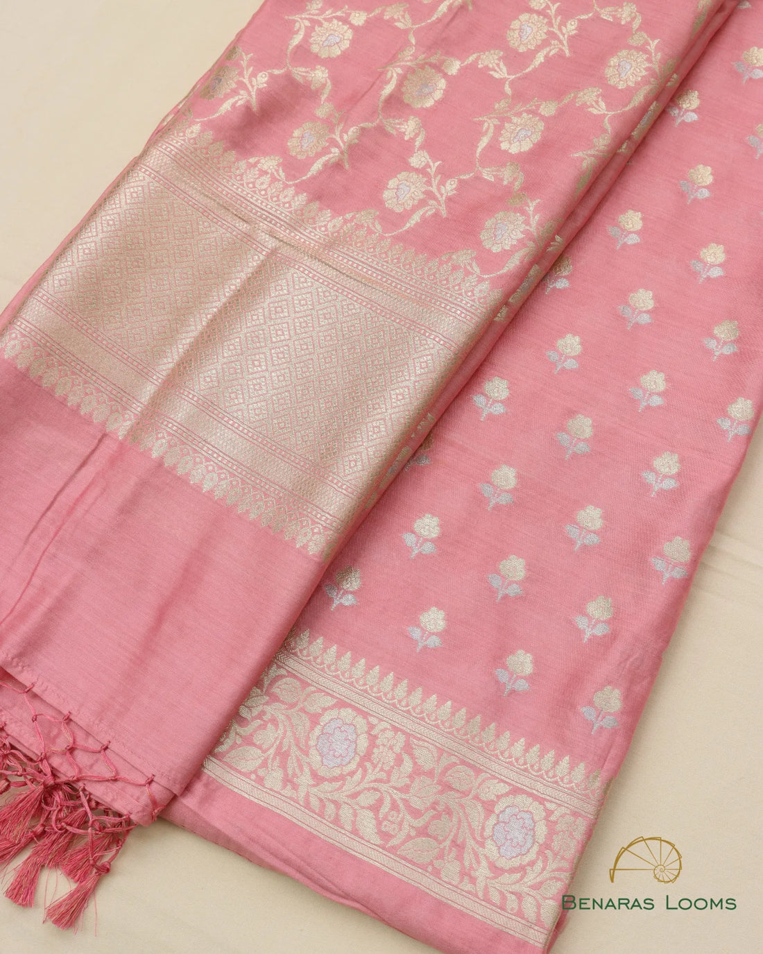 Light Pink Banarasi 3 Piece Unstitched Suit Set
