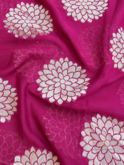 Cherry Red Handwoven Pure Khaddi Georgette Saree