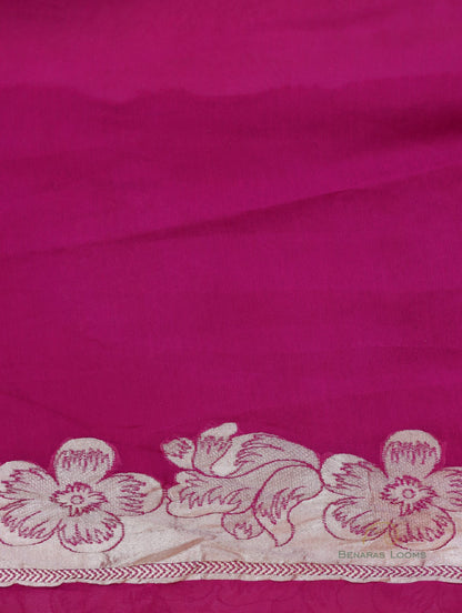 Cherry Red Handwoven Pure Khaddi Georgette Saree