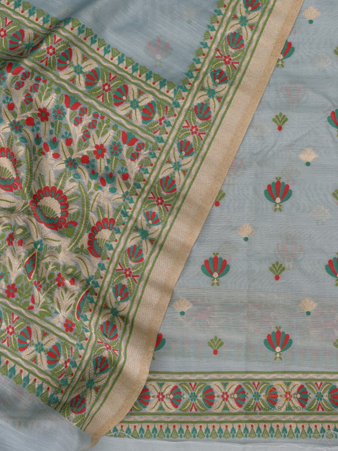 Gray Cotton Silk Three Piece Unstitched Suit Fabric