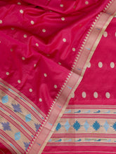 Load image into Gallery viewer, Candy Apple Red Paithani Unstitched Suit Set
