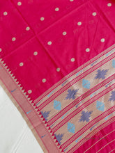 Load image into Gallery viewer, Candy Apple Red Paithani Unstitched Suit Set
