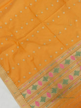 Load image into Gallery viewer, Orange Banarasi Paithani Unstitched Suit
