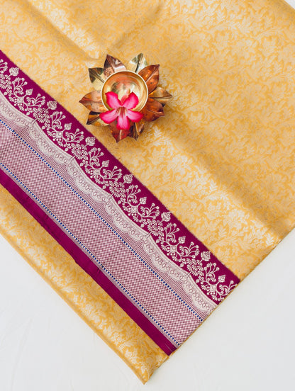 Yellow Handwoven Pure Kataan Kadhiyal Banarasi Saree