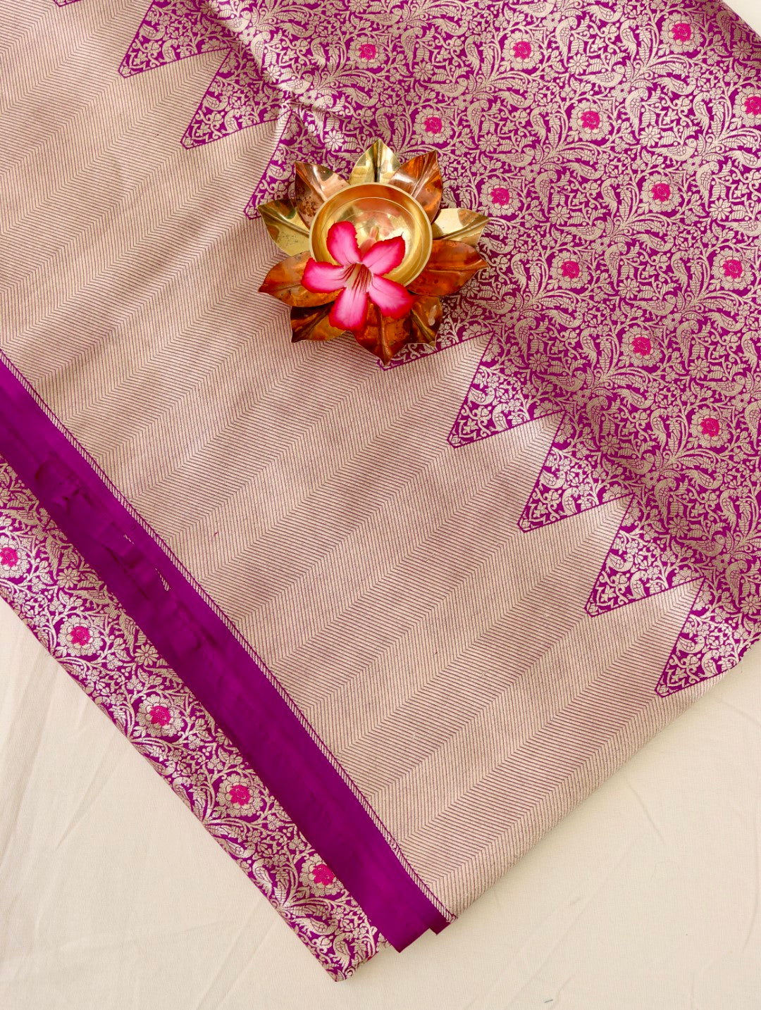 Purple Brocade Handwoven Pure Kataan Silk Banarasi Saree