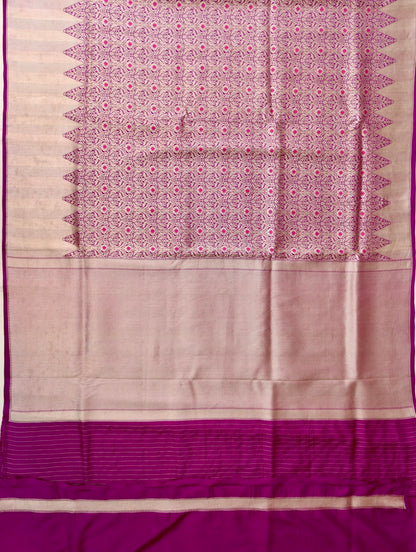 Purple Brocade Handwoven Pure Kataan Silk Banarasi Saree