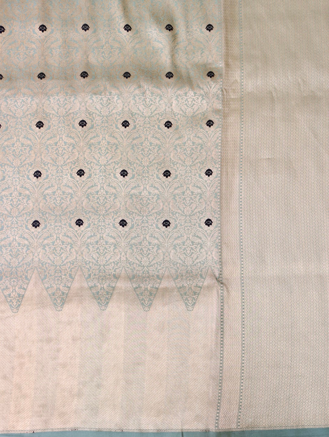 Light Blue Handwoven Pure Kataan Silk Kadhua Brocade Banarasi Saree