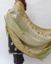 Load image into Gallery viewer, Pastel Green Pure Silk Handwoven Banarasi Cutwork Dupatta
