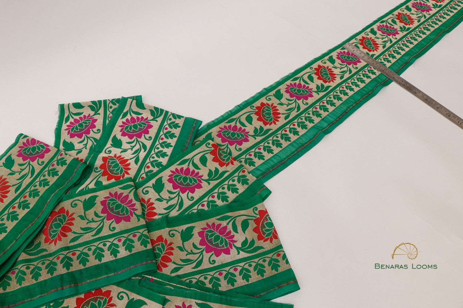 Green Banarasi Border 4 Inch