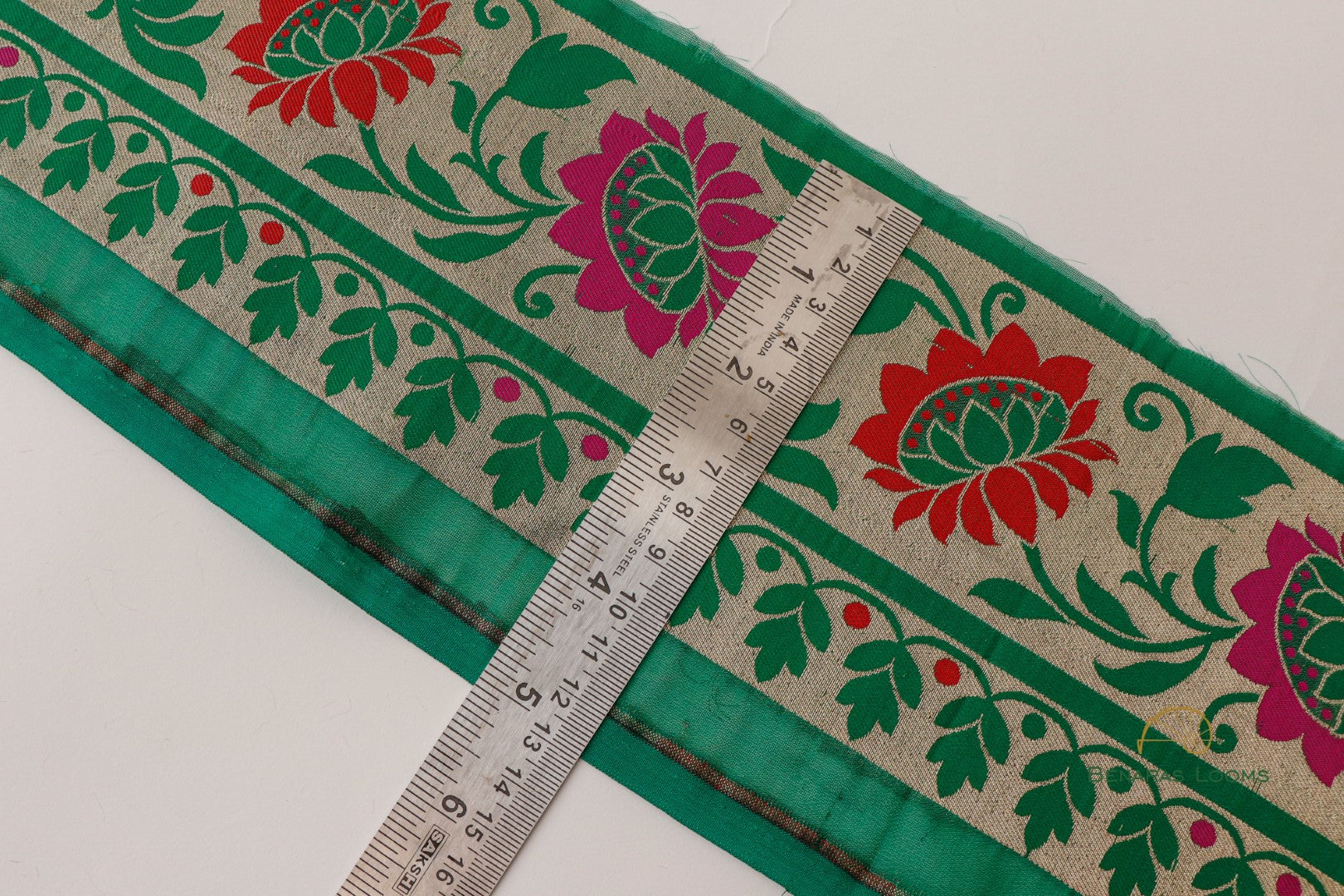Green Banarasi Border 4 Inch