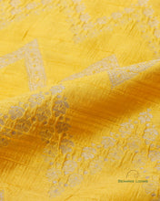 Load image into Gallery viewer, Yellow Pure Raw Silk Handwoven Fabric
