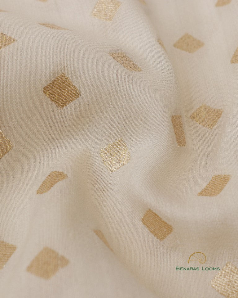 Cream Pure Munga Silk Buti Fabric