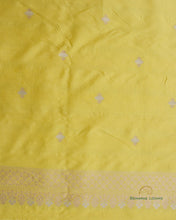 Load image into Gallery viewer, Lemon Yellow &amp; Pink Handwoven Pure Kataan Silk Banarasi Three Piece Suit Set
