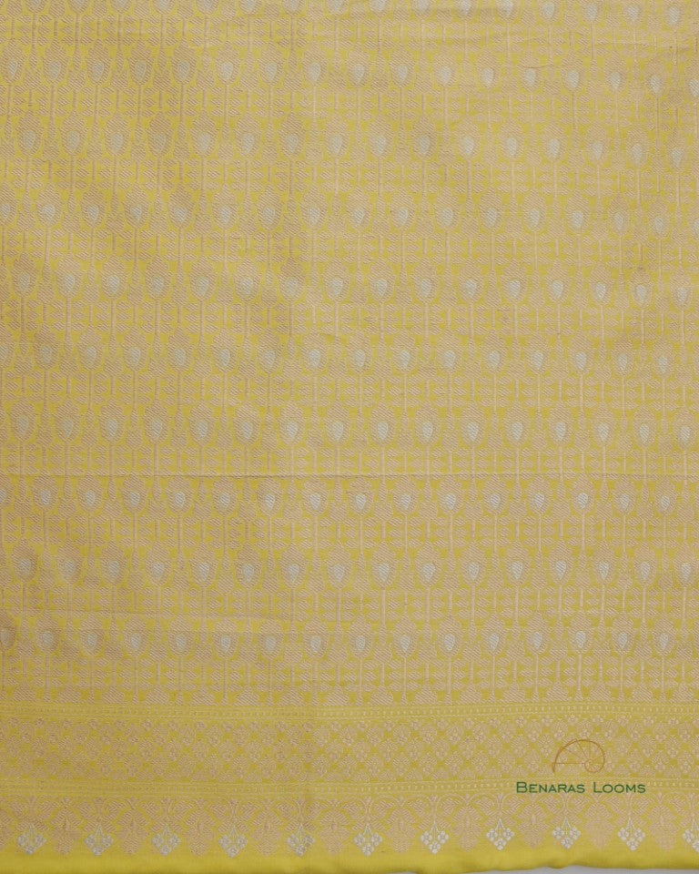 Lemon Yellow &amp; Pink Handwoven Pure Kataan Silk Banarasi Three Piece Suit Set