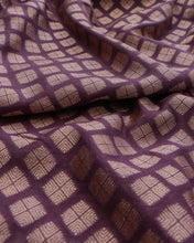 Load image into Gallery viewer, Plum Handwoven Pure Kataan Silk Butidar Banarasi Fabric
