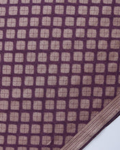 Load image into Gallery viewer, Plum Handwoven Pure Kataan Silk Butidar Banarasi Fabric
