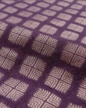 Load image into Gallery viewer, Plum Handwoven Pure Kataan Silk Butidar Banarasi Fabric
