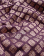 Load image into Gallery viewer, Plum Handwoven Pure Kataan Silk Butidar Banarasi Fabric
