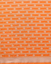 Load image into Gallery viewer, Orange Handwoven Pure Kataan Silk Banarasi Fabric
