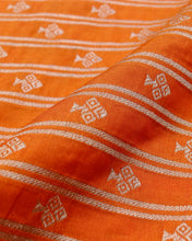 Load image into Gallery viewer, Orange Handwoven Pure Kataan Silk Banarasi Fabric
