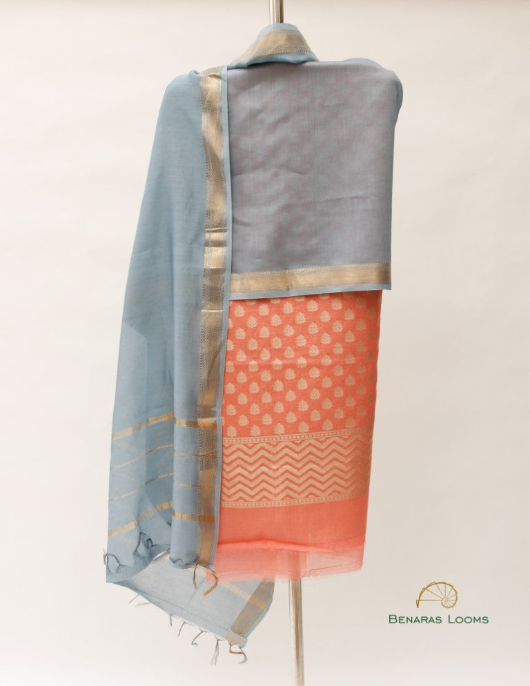 Peach Butidar Handwoven Chanderi Silk Two Piece Set