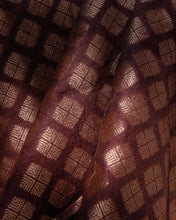 Load image into Gallery viewer, Plum Handwoven Pure Kataan Silk Butidar Banarasi Fabric
