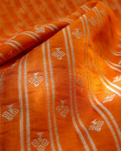 Load image into Gallery viewer, Orange Handwoven Pure Kataan Silk Banarasi Fabric
