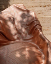 Load image into Gallery viewer, Peach Handwoven Pure Kataan Silk Brocade Fabric
