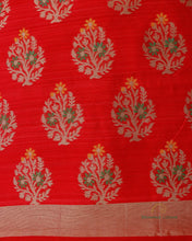 Load image into Gallery viewer, Red Handwoven Pure Dupion Silk Unstitched Suit Set
