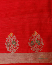 Load image into Gallery viewer, Red Handwoven Pure Dupion Silk Unstitched Suit Set
