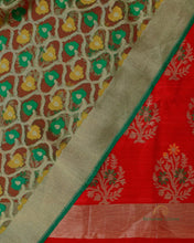 Load image into Gallery viewer, Red Handwoven Pure Dupion Silk Unstitched Suit Set
