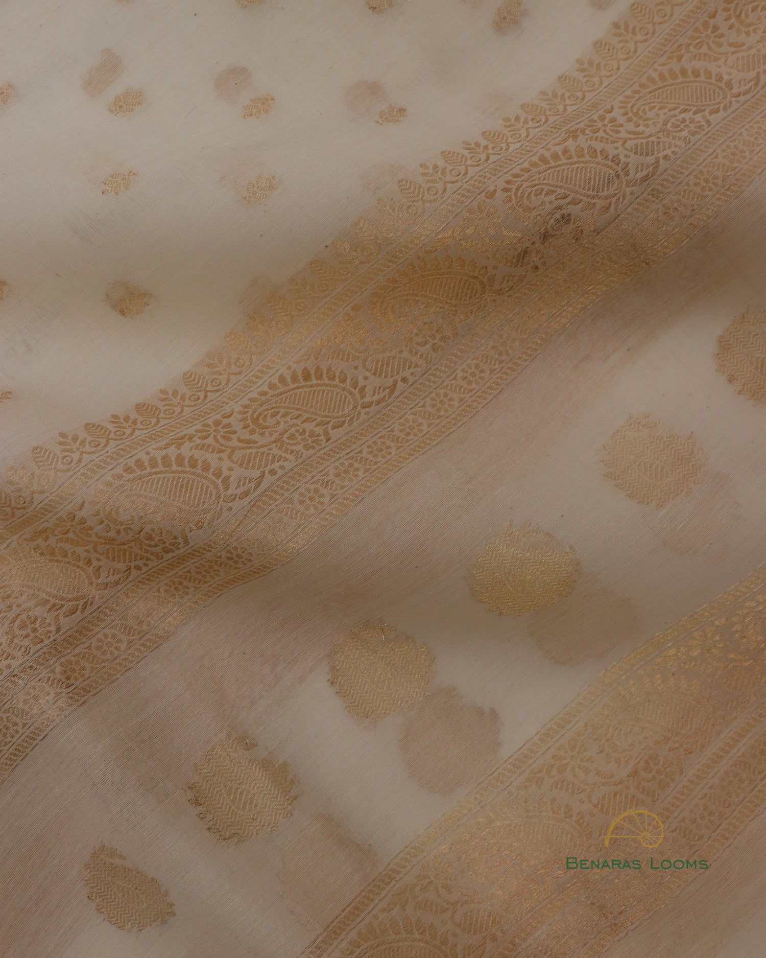 Dyeable White Handwoven Pure Kataan Silk Banarasi Dupatta