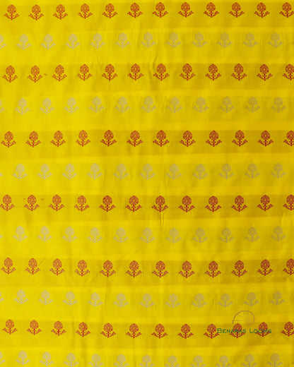 Yellow Handwoven Pure Kataan Silk Fabric