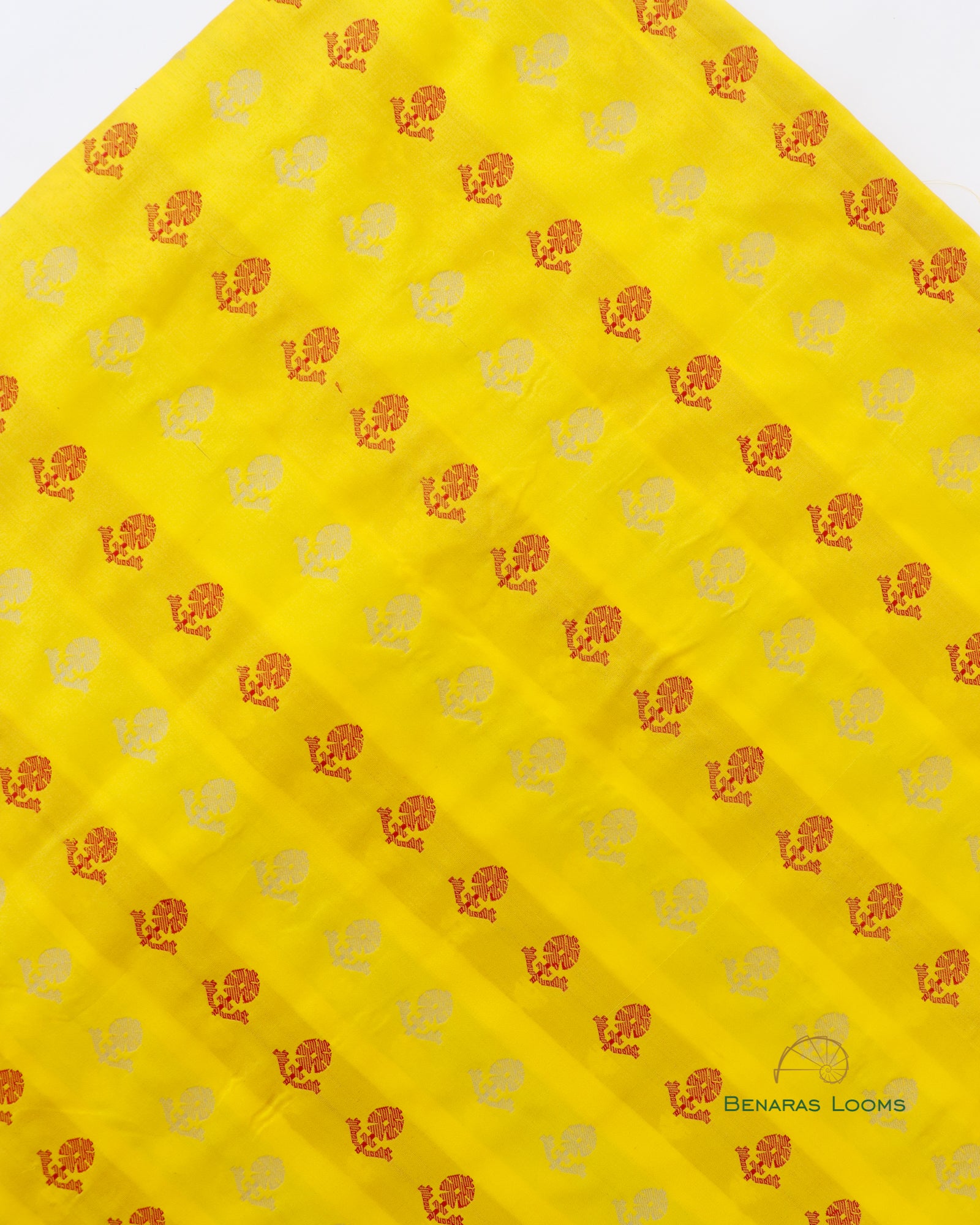 Yellow Handwoven Pure Kataan Silk Fabric
