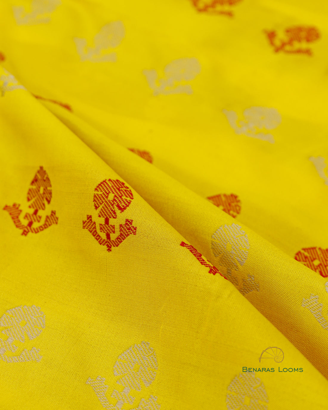 Yellow Handwoven Pure Kataan Silk Fabric